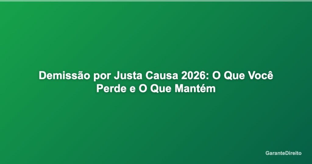 Demissão por Justa Causa 2026: O Que Você Perde e O Que Mantém