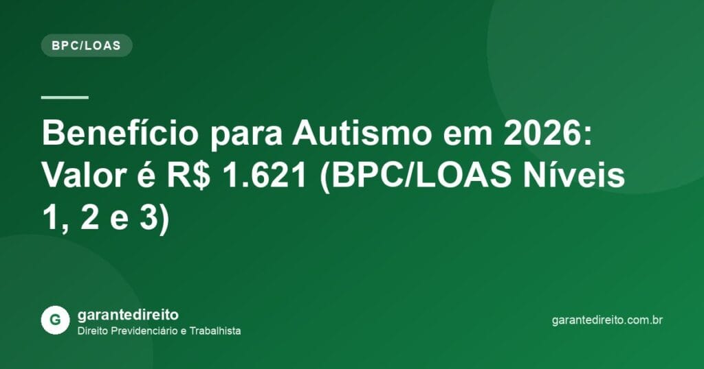 Benefício para Autismo em 2026: Valor é R$ 1.621 (BPC/LOAS Níveis 1, 2 e 3)