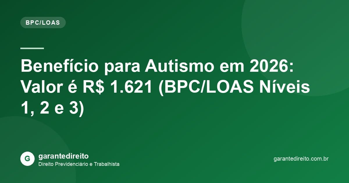 Benefício para Autismo em 2026: Valor é R$ 1.621 (BPC/LOAS Níveis 1, 2 e 3)