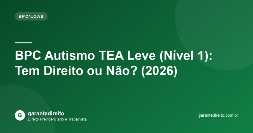 BPC Autismo TEA Leve (Nível 1): Tem Direito ou Não? (2026)
